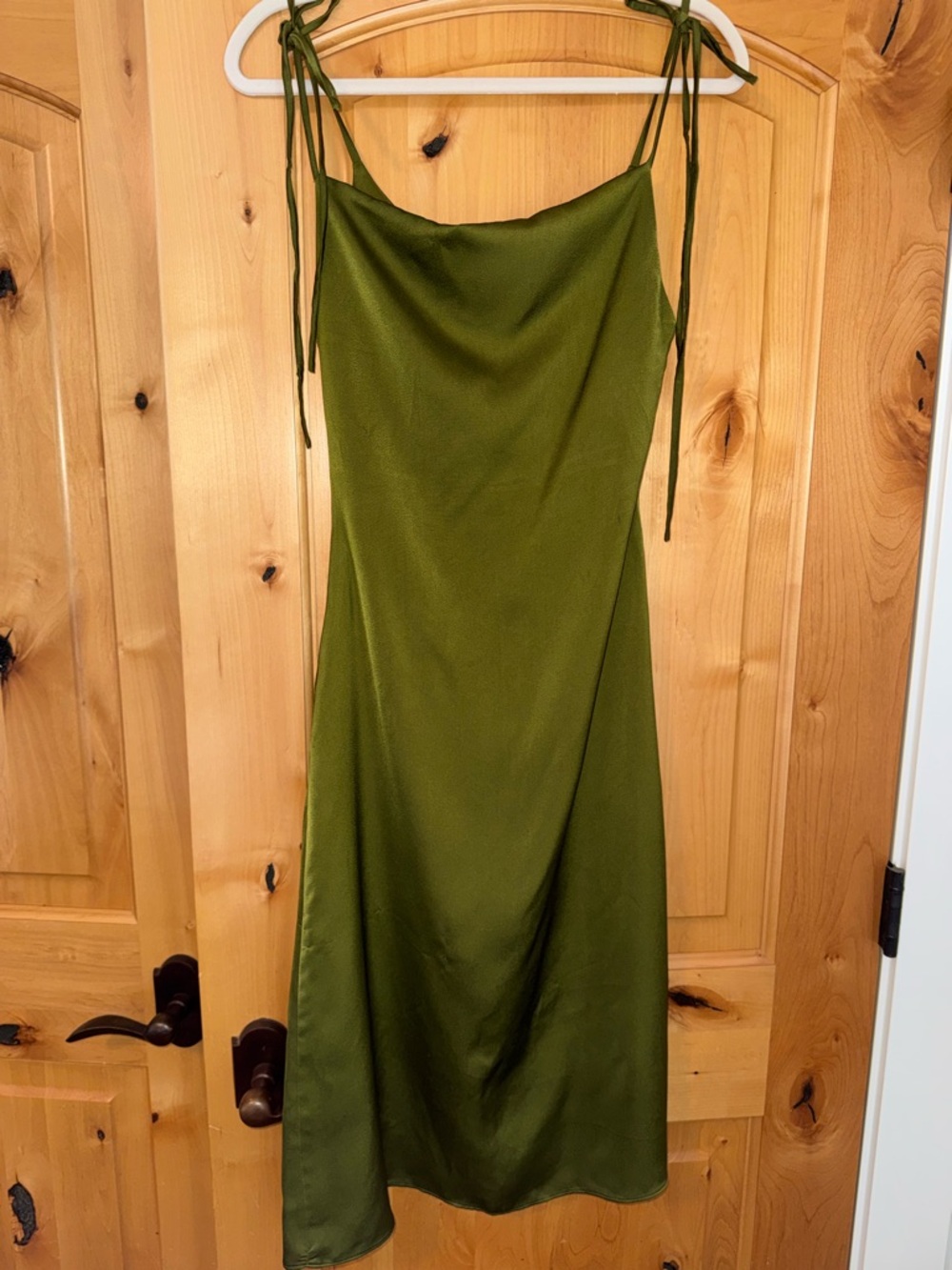 Olive Green Slip Dress with Tie Straps